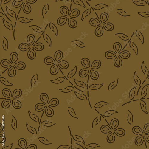 Cute seamless pattern with decorative flowers and leaves can be used for wallpapers, surface textures, textile, tile, kids cloth, pattern fills