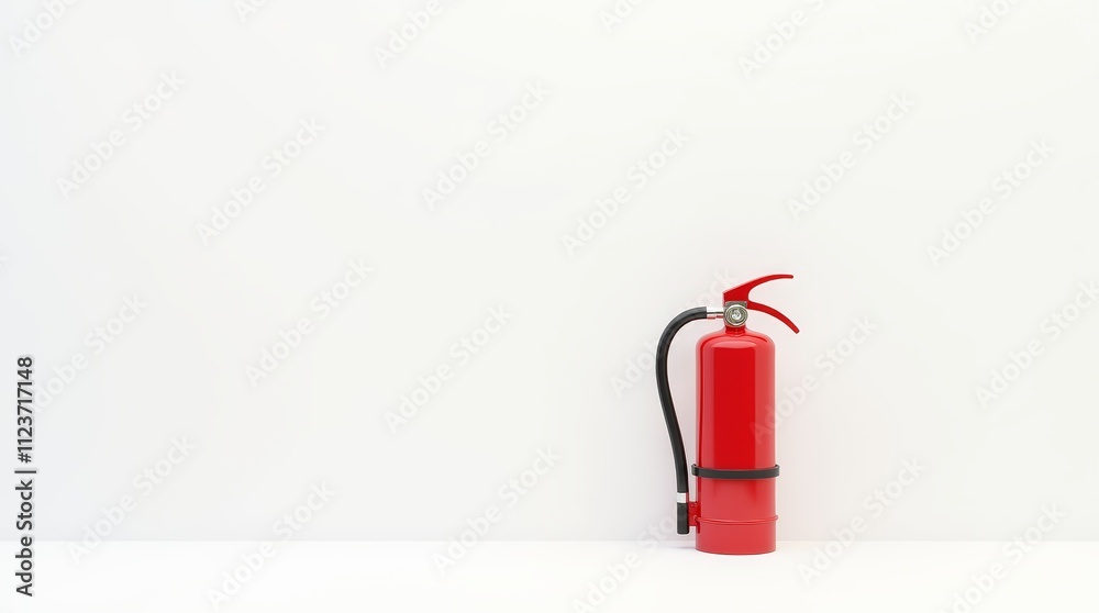 Fototapeta premium Vibrant Red Fire Extinguisher on White Background