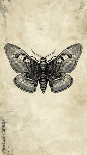 moth in vintage engraving style.