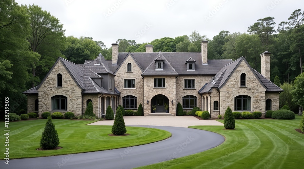 Fototapeta premium Geometric Courtyard of a Stone Farm Mansion