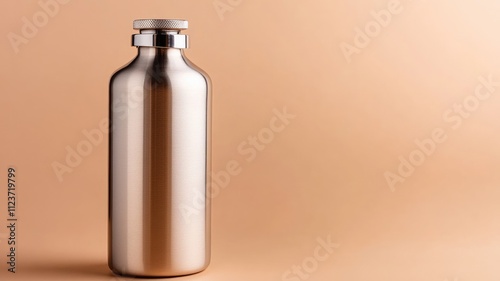 Stainless steel bottle with screw cap, minimalistic design photo