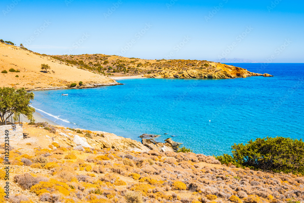 Beautiful sea bay with sandy beach, Naxos island, Cyclades, Greece