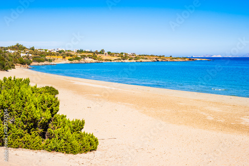 Obraz na płótnie Beautiful sandy beach Psili Ammos with crystal clear azure sea water, Naxos island, Cyclades, Greece w salonie