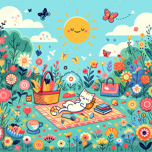 Picnic Flat Vector Design photo