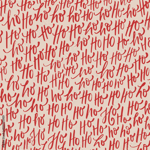 Hohoho pattern. Santa Claus laugh. Seamless texture for Christmas design. Red Vector.