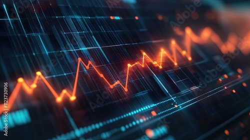 Wallpaper Mural Abstract glowing orange graph line on digital screen, showing data, analytics, and growth. Torontodigital.ca