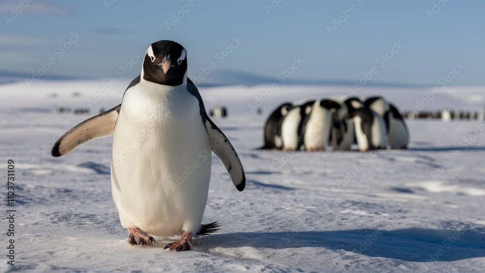 Obraz premium High-quality penguin images showcasing adorable poses in natural habitats. Perfect for creative projects, blogs, marketing campaigns, and more. Enhanced license available