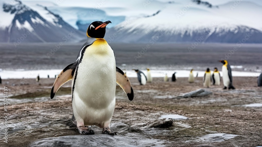 Obraz premium High-quality penguin images showcasing adorable poses in natural habitats. Perfect for creative projects, blogs, marketing campaigns, and more. Enhanced license available