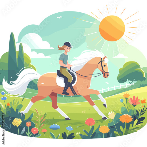 Horse Riding  Flat Vector Design photo