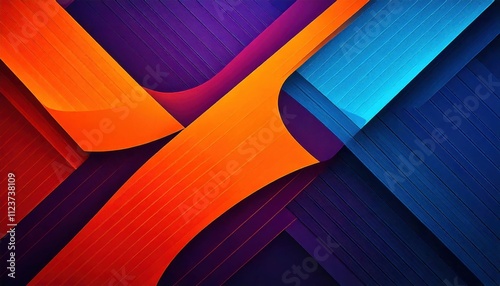 modern geometric minimalist shapes and lines bold neon vibrant orange, blue, purple colors sleek contemporary creative design stylish wallpaper background concept
