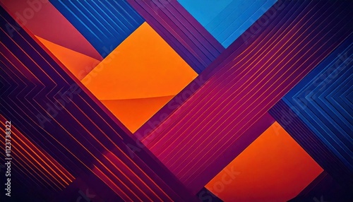 modern geometric minimalist shapes and lines bold neon vibrant orange, blue, purple colors sleek contemporary creative design stylish wallpaper background concept