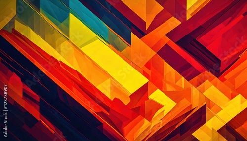 modern geometric minimalist shapes and lines bold neon vibrant orange, yellow, red colors sleek contemporary creative design stylish wallpaper background concept
