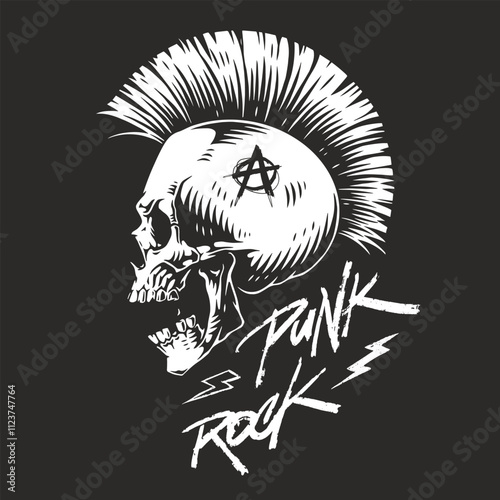 Punk skull with anarchy symbol