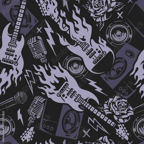 Purple guitar and music pattern