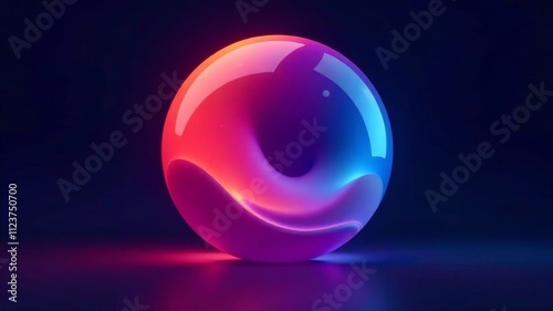 abstract colorful sphere gradient. Glowing bright circle gradient shape on dark background. Design template for flyer, social media, banner, poster
