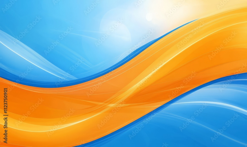 Fototapeta premium Abstract blue and orange background with lines