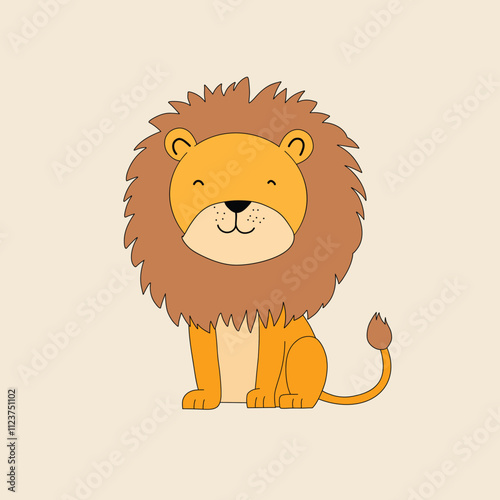 Minimalist digital drawing cute lion