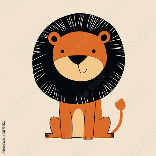 Minimalist digital drawing cute lion