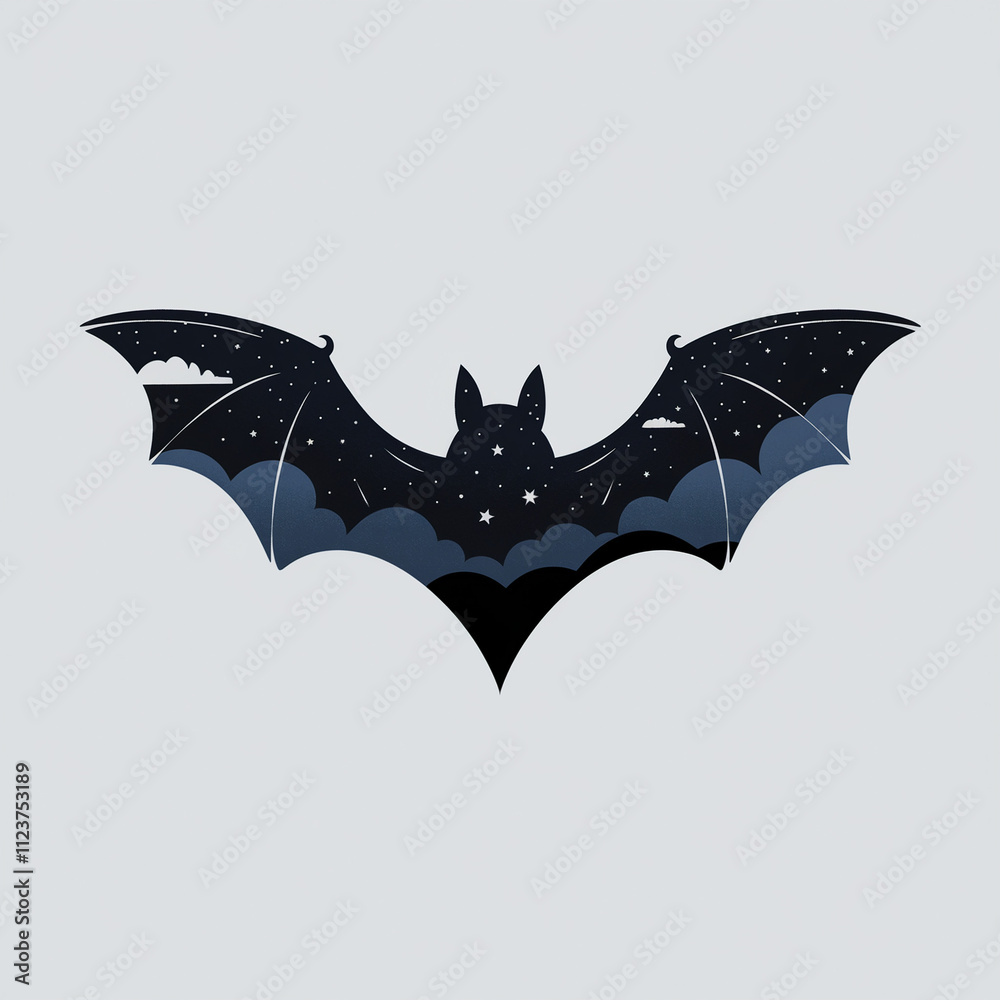 Fototapeta premium Night Sky Bat Silhouette Illustration Design
