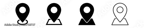 location map pointer icon, place pin marker sign - red gps map pointers in flat style, destination symbols. location pin line icon, Navigation sign