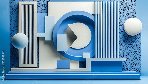 Modern geometric shapes in blue tones for business-themed abstract visuals photo