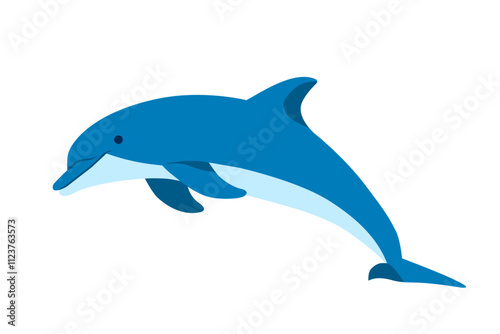 blue dolphin clip art for any use with flat style