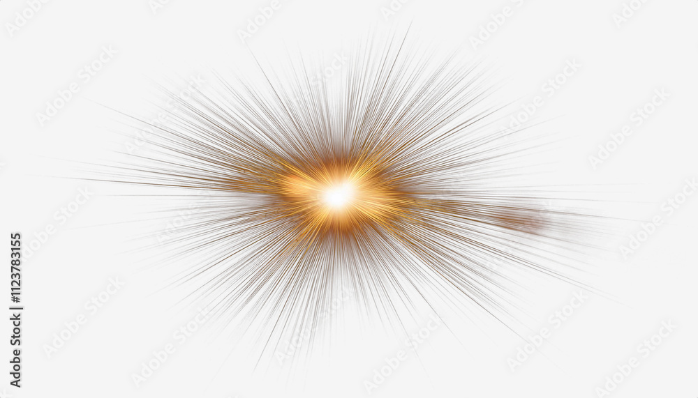 Fototapeta premium Golden light flare effect with transparent background shining brightly