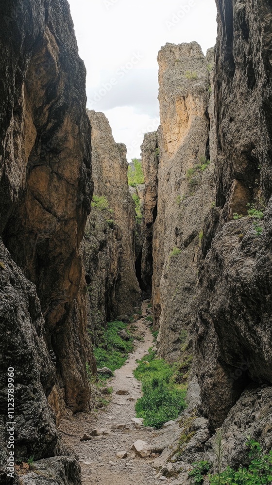 Fototapeta premium Serene Canyon Hiking Trail Through Majestic Rocks