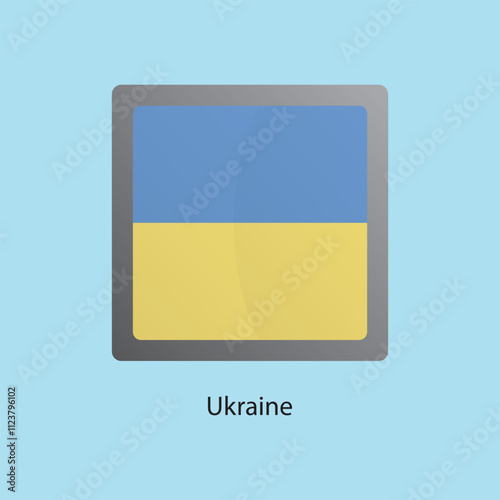 Flat square icon of Ukraine flag. Simple vector illustration.