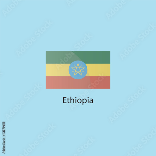 Flat square icon of Ethiopia flag. Simple vector illustration.