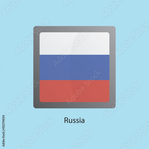 Flat square icon of Russia flag. Simple vector illustration.