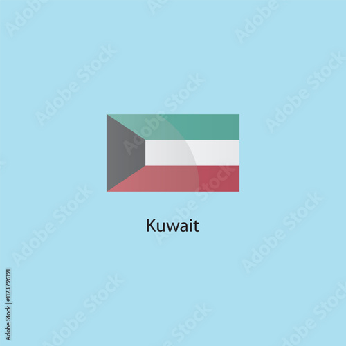 Flat square icon of Kuwait flag. Simple vector illustration.