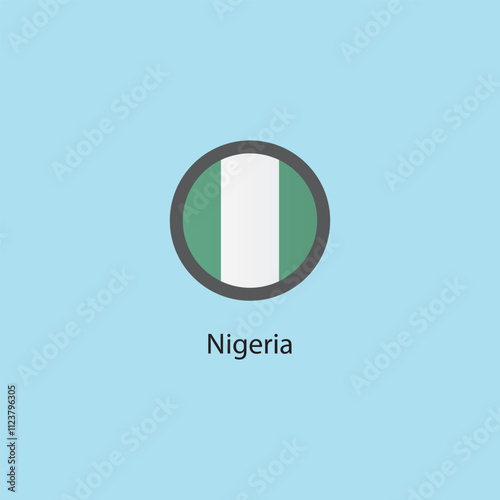 Flat square icon of Nigeria flag. Simple vector illustration.