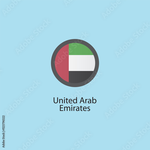 Flat square icon of United Arab Emirates flag. Simple vector illustration.