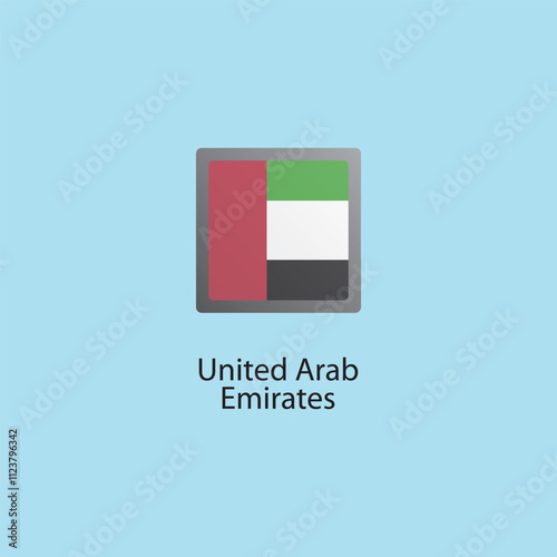 Flat square icon of United Arab Emirates flag. Simple vector illustration.