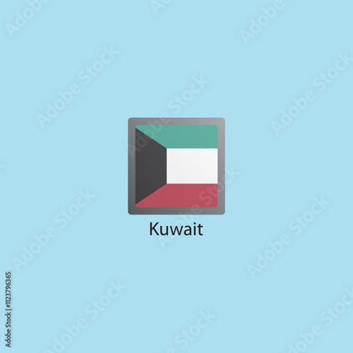 Flat square icon of Kuwait flag. Simple vector illustration.