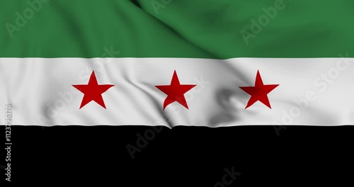 Syria new flag waving in the wind. 4K animation.
