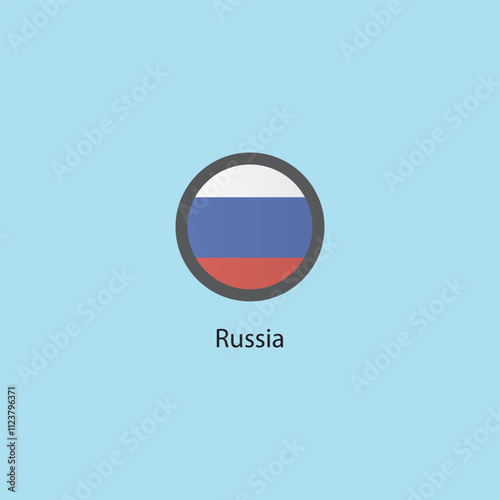 Flat square icon of Russia flag. Simple vector illustration.