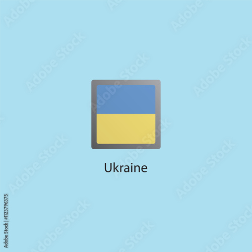 Flat square icon of Ukraine flag. Simple vector illustration.