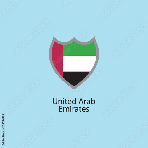 Flat square icon of United Arab Emirates flag. Simple vector illustration.