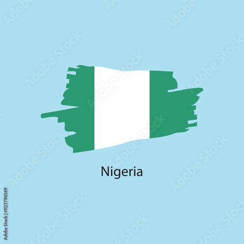 Flat square icon of Nigeria flag. Simple vector illustration.