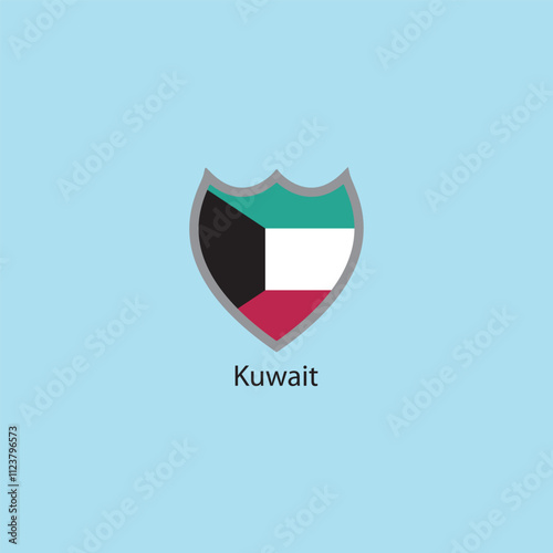 Flat square icon of Kuwait flag. Simple vector illustration.