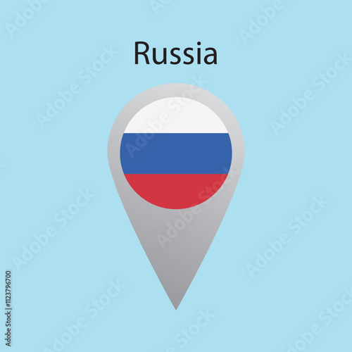Flat square icon of Russia flag. Simple vector illustration.