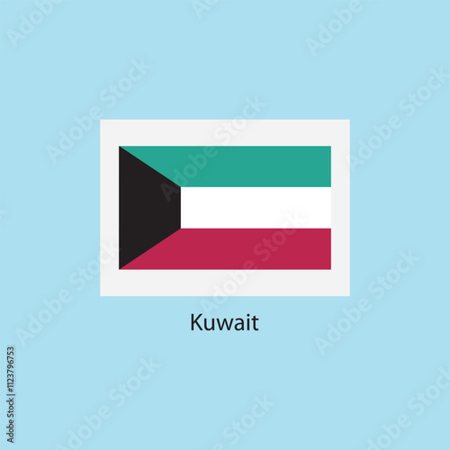 Flat square icon of Kuwait flag. Simple vector illustration.