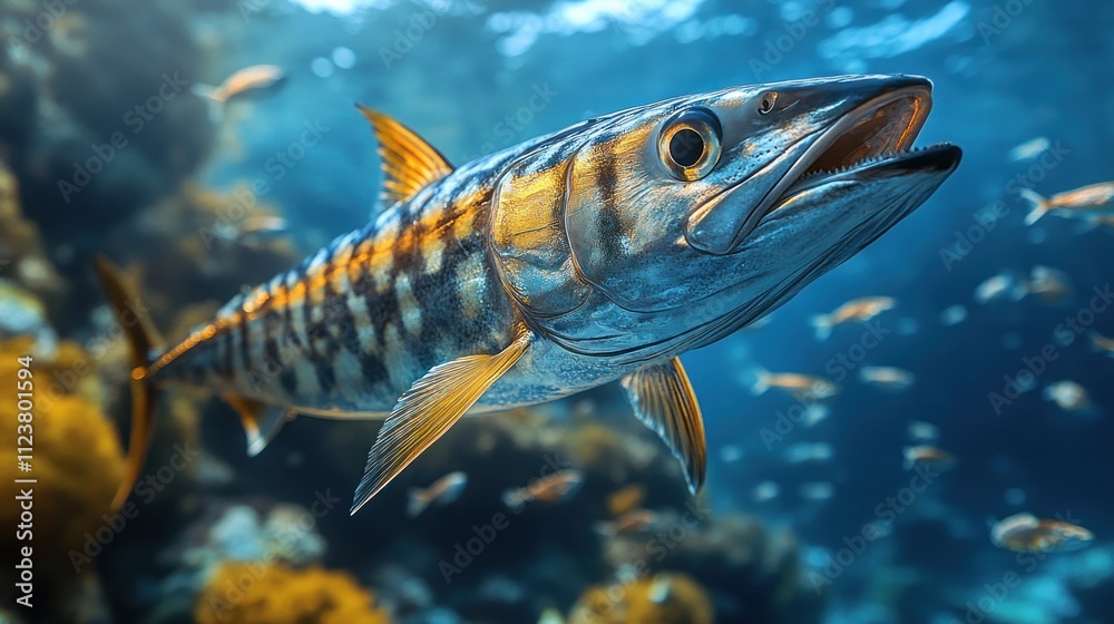 Fototapeta premium Fish swimming in a coral reef ecosystem 