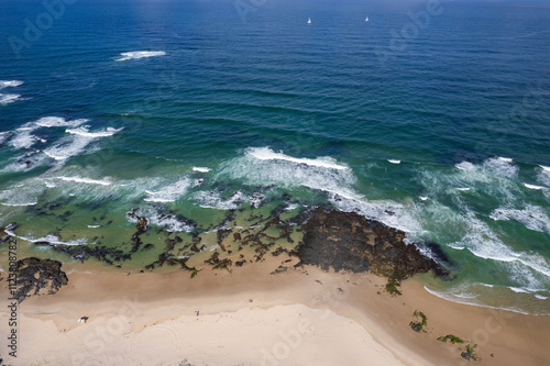 Aerial views of rock pools along south Kingscliff beach along the east coast of New South Wales, Australia photo