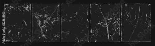 Wrinkled overlay paper texture for posters. Distress damaged edge vintage templates with folds and grainy dust effect. Torn and crumpled overlay texture for posters. Vector stamps distress grain.