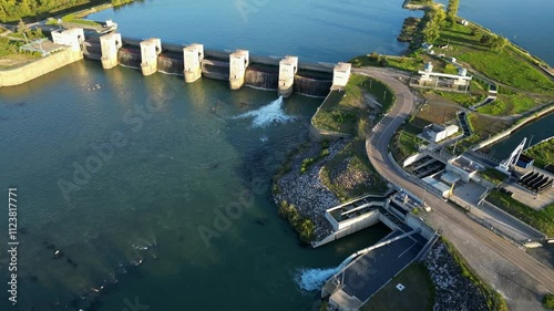 River pollution treatment system on the Rhone River in France