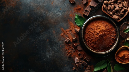 Cocoa chocolate powder aroma composition background  photo