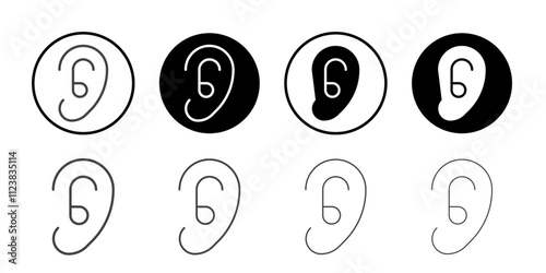 Ear icon Thin outline art symbol